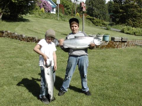 BEAU & G WITH TWO NICE SALMON