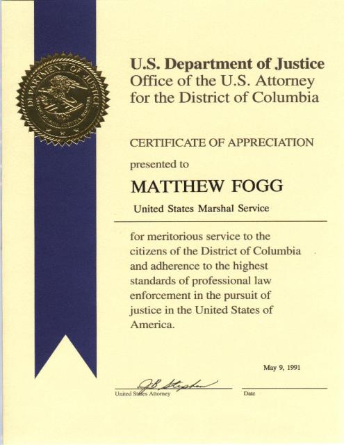 DOJ Meritorious Award