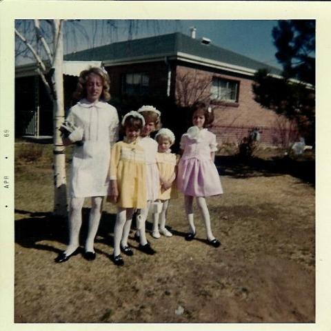 Kathe & sisters-April 1969-Easter