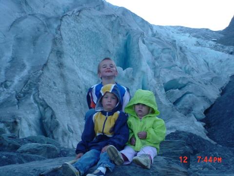 kids at glacier