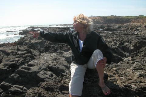 Sherri on rocks of Cambria