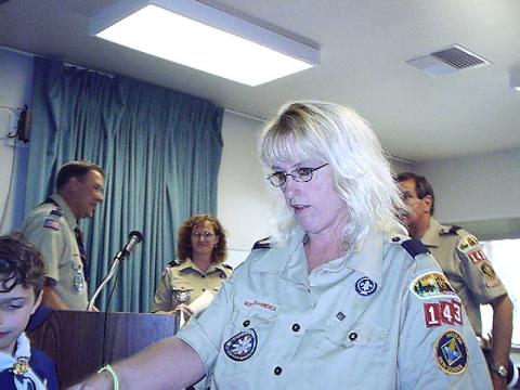 Jeanie at a scout meeting