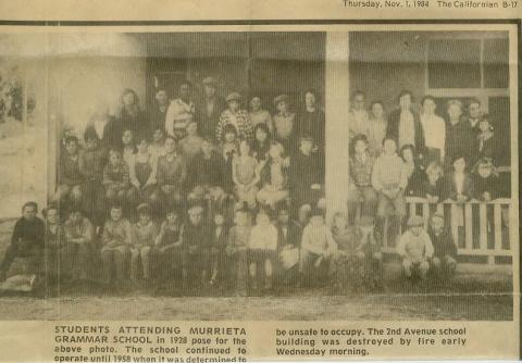 Murrieta Grammer School 1920's