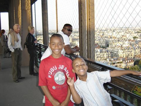 Brian & kids on the Eiffel Tower