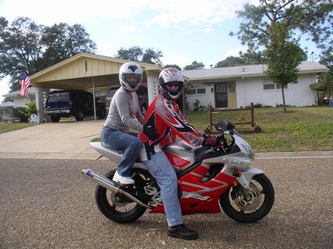 Tony and Sandi on motorcycle Oct 2006