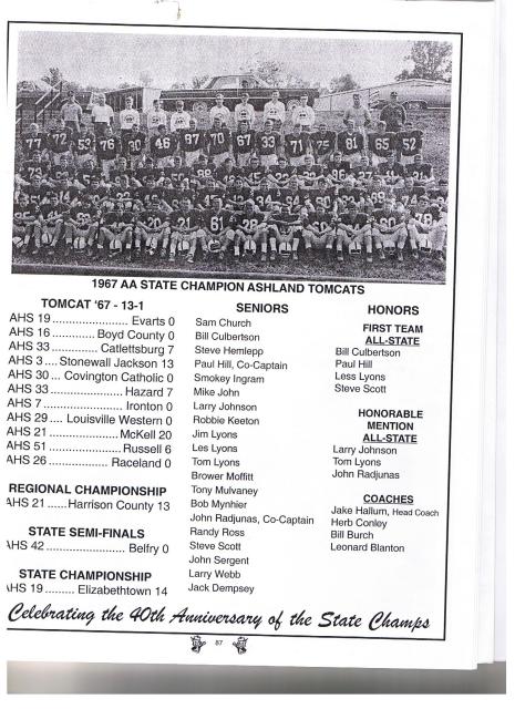 1967 State AA Football Champs