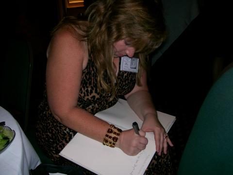 Shawna finally signing my yearbook 20 years later...better late than never!