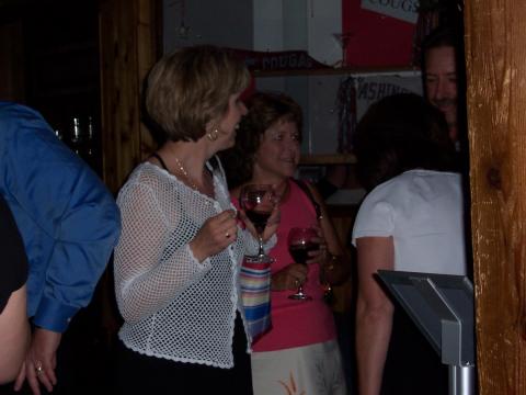 Nancy & Laura enjoy a glass of Vino