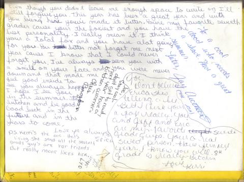 yearbbook notes Kerri Morris & Erica Recore