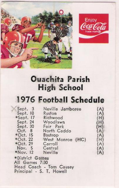 1976 Football Schedule