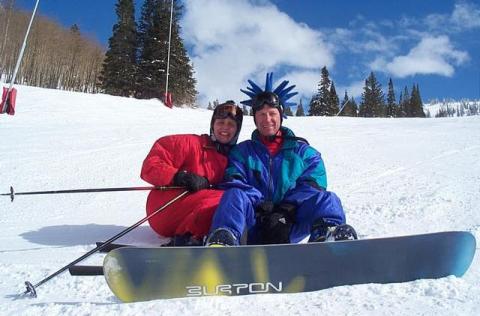 My wife and I on the slopes