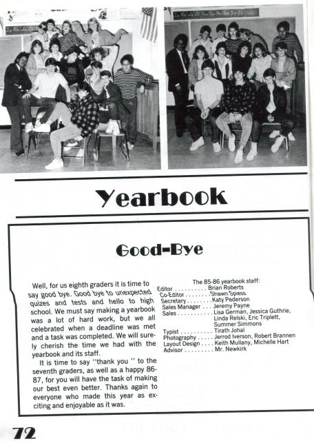1986 Gray Avenue Year Book