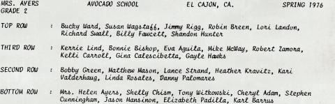 Avocado Elementary School Class of 1980 Reunion - Mrs. Ayers 2nd grade 1976