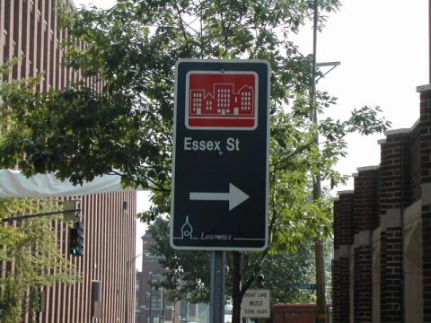 Essex Street sign and Holy Rosary Church