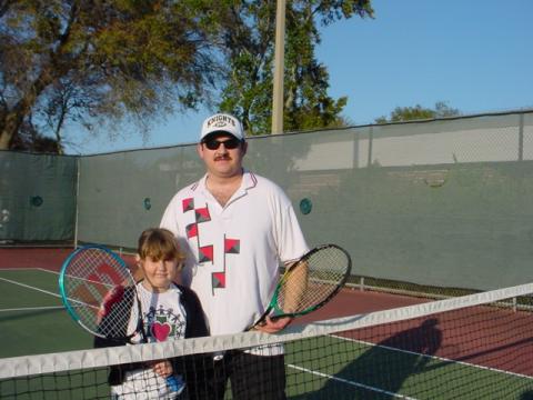 Madeline & I playing tennis