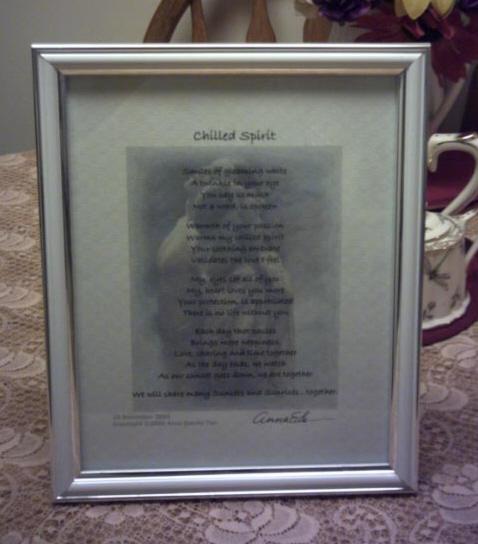 One of my award winning Poems in a frame