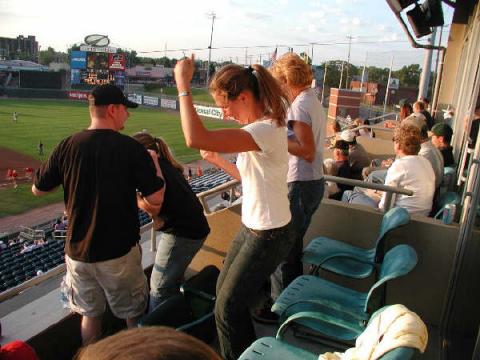 Lugnuts game doing the chicken dance