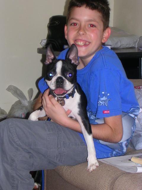 my son w/ sis's dog