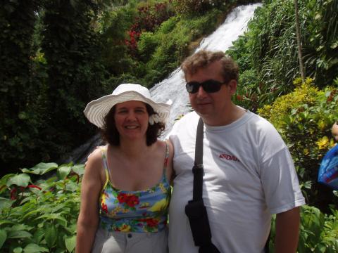 My husband and I at Shaw Park in Jamaica