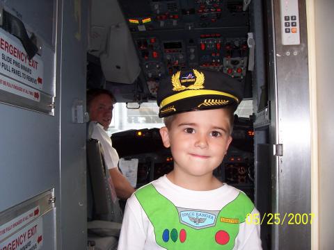 Cayden in pilot's cap