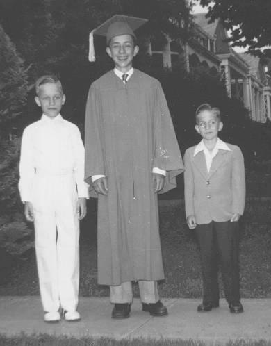1953 06 Joe grade school graduate with Bill + Larry