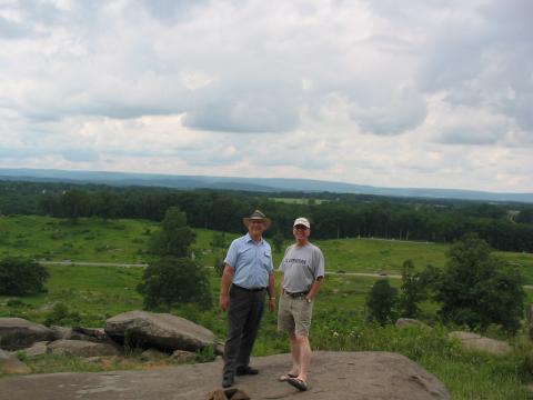 At Gettysburg; me in shorts, with guide