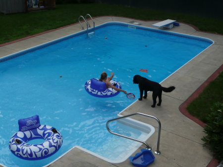 Our usual backyard fun with the dog supervisin