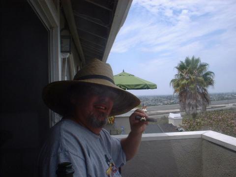 cigar break on the balcony