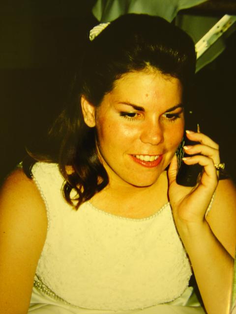 Leith on the phone @ her reception '97