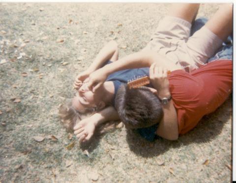 John Watts and I wrestling in the quad