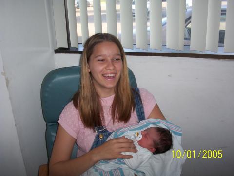 'Aunt' Amanda with Alyna (newborn)