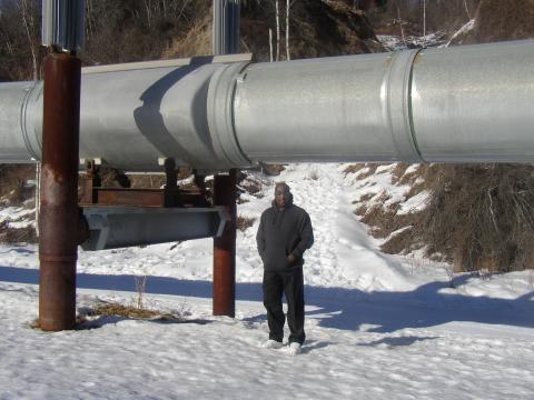 Marvin Underneath the Alaskan Pipeline