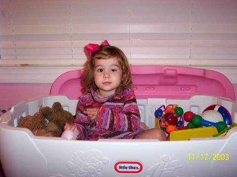 Hope in her toybox