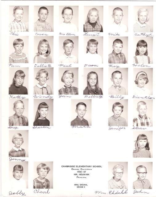 Mrs. Ekdahl's grade 4 class 1967