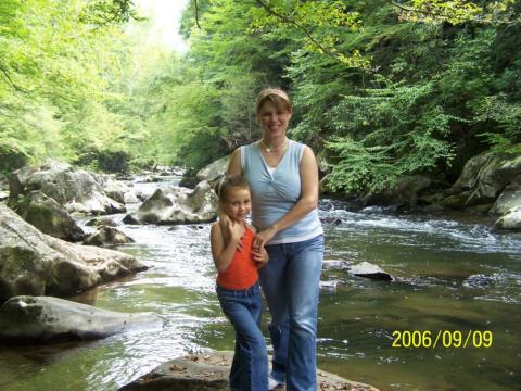 Kristel and Gabbie in rock in Gatlinburg