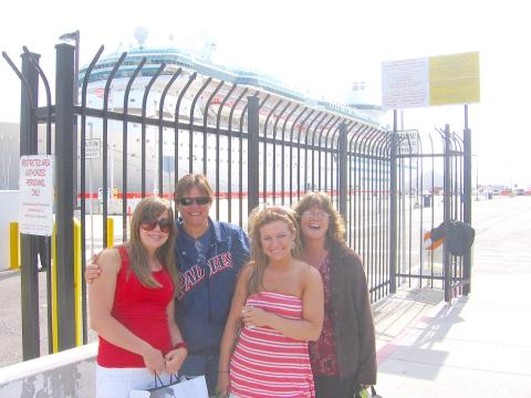 In San Diego "our crusie ship behind us'