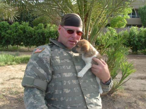 me and lil dog, iraq