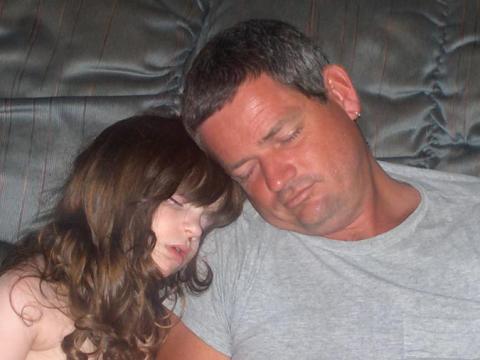 cor and dad sleeping