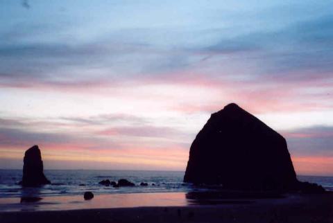 Haystack Rock at Sunset  2005