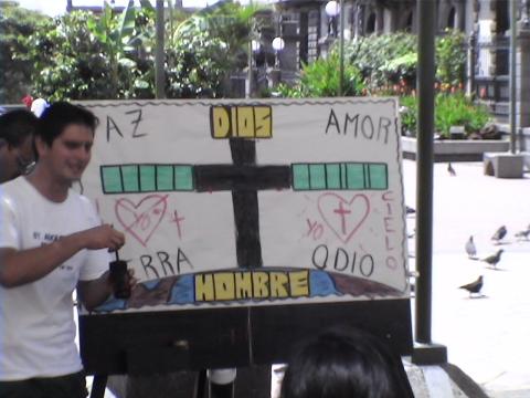 Presenting the gospel in the plaza