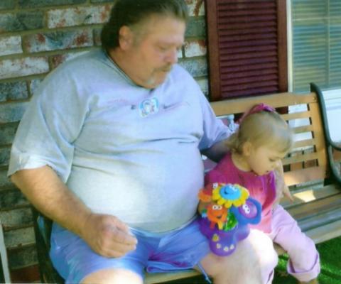 grandpa & Sydney on porch