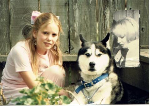 nancy at 16 and jen and dog