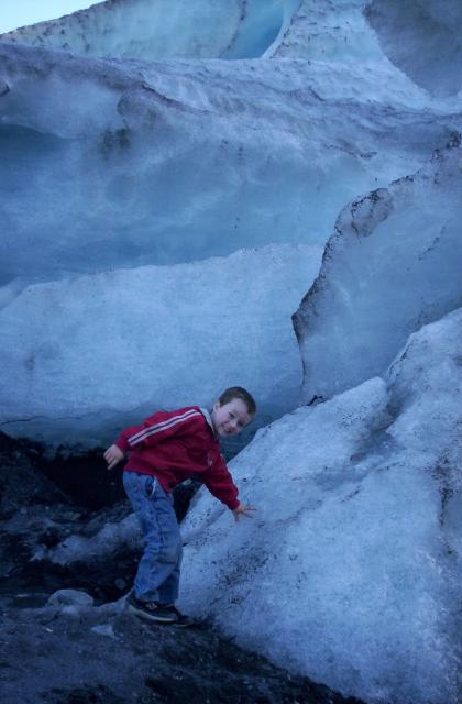 Nik touching Exit Glacier