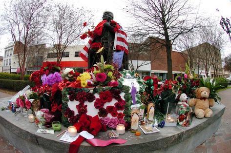 Flowers & Candles at James Brown Statue