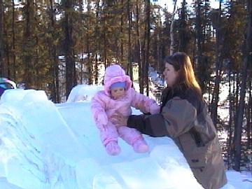 Paige on ice slide