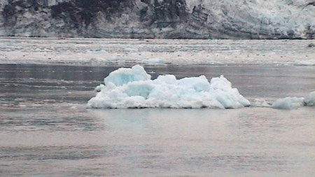 blue ice floe close to glacier