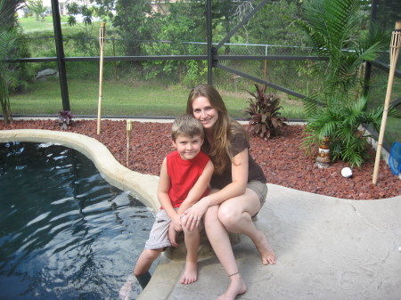 Mason and my wife Stacey by the pool