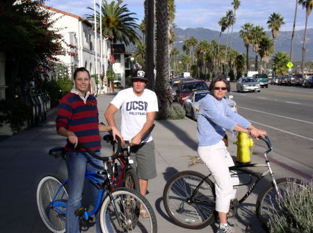 Theresa, Jared & Mary biking in Santa Barbara