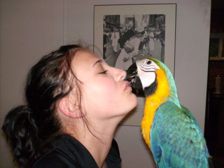 jessica with her pet bird