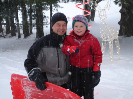 My nephew and I sliding Xmas day.